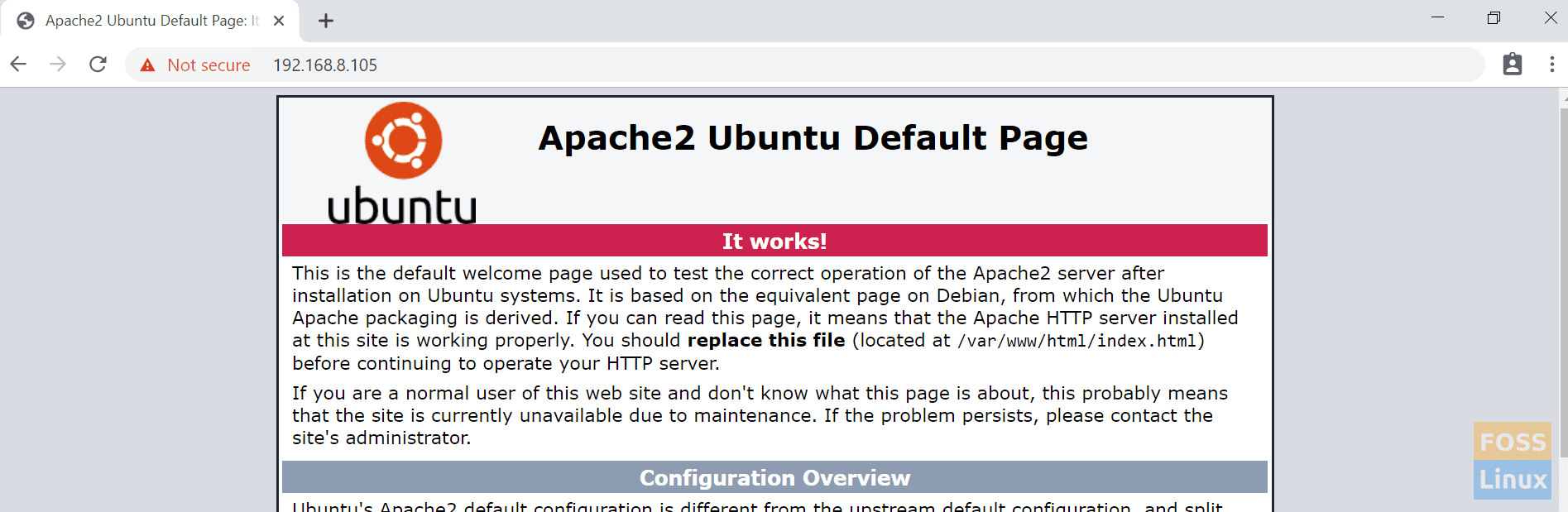 Página predeterminada de Apache