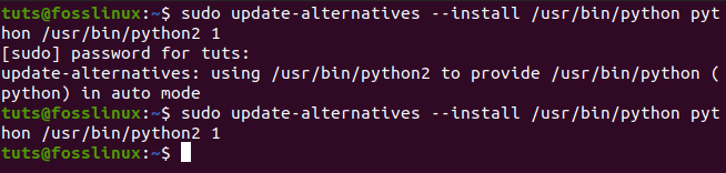 Configurar alternativas de Python