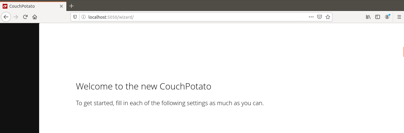 Página de inicio de CouchPotato