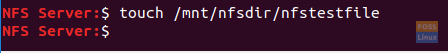 Crear archivo de prueba en el directorio de exportación del servidor NFS