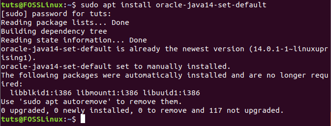 Asegúrese de que Oracle Java esté configurado como predeterminado