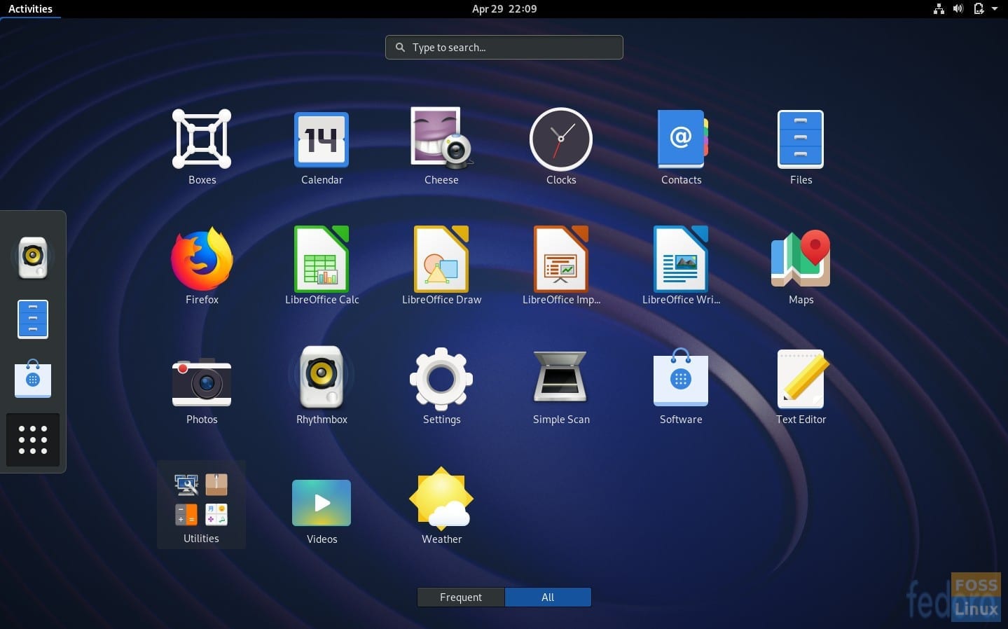 Estación de trabajo Fedora 20 en GNOME 3.32