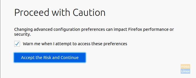 Mensaje de advertencia de Firefox