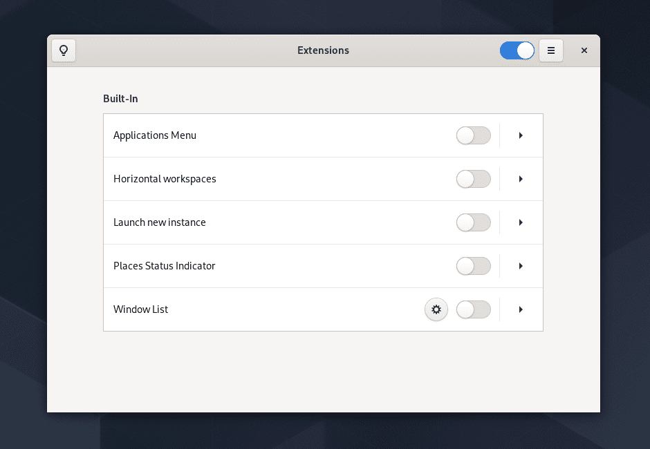 Aplicación GNOME-3.36-Extensions