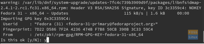 Importar clave GPG de firma de Fedora 30 al nuevo Fedora 31