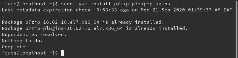 Instalar P7zip Fedora