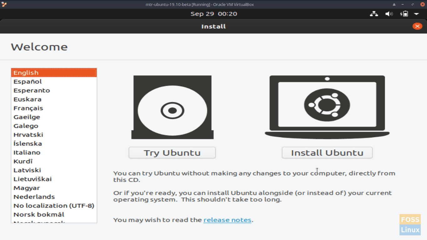 Instalar la pantalla Beta de Ubuntu 19.10