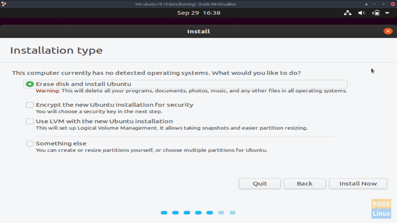 Tipo de instalación - Pantalla Beta de Ubuntu 19.10