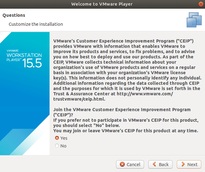 Únase a la experiencia del cliente de VM Workstation Player