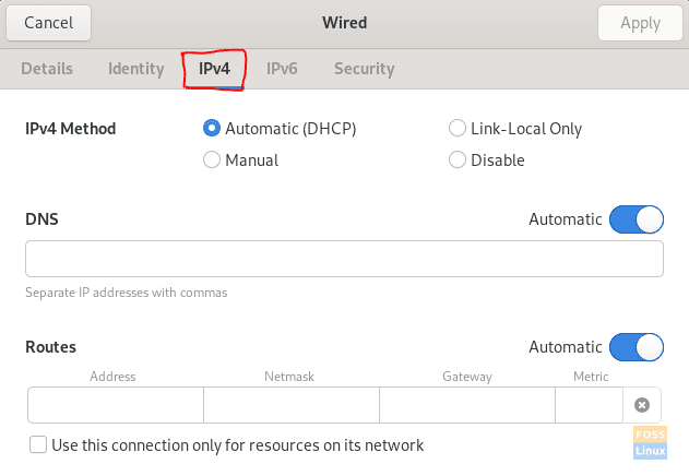 Abrir pestaña IPv4