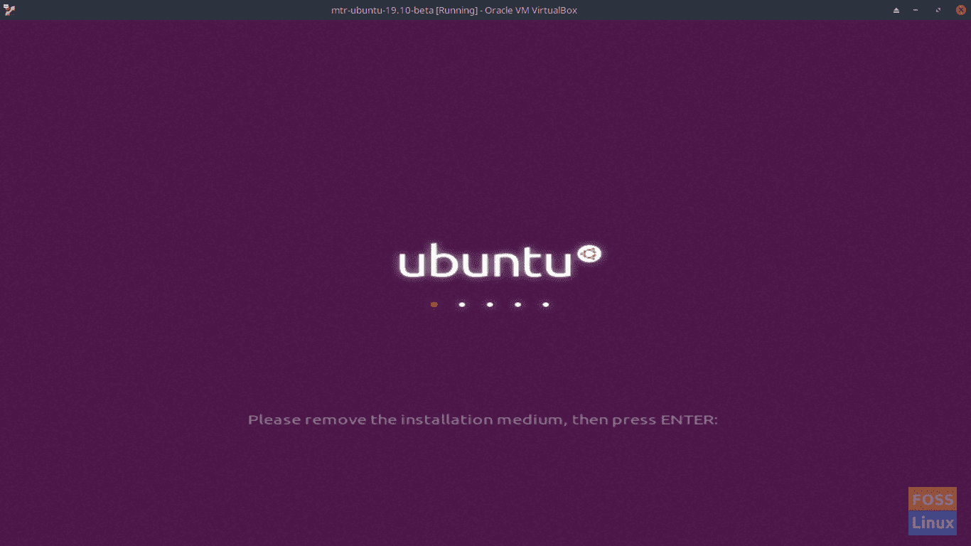 Elimine el medio de instalación: pantalla beta de Ubuntu 19.10