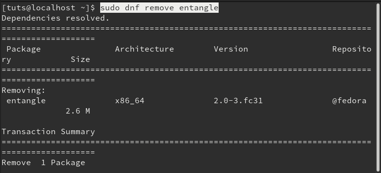 Eliminar Entangle en Fedora