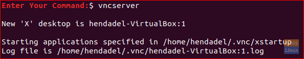 Ejecute el comando del servidor VNC