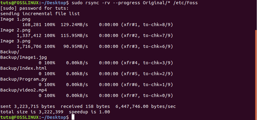 Mostrar progreso con Rsync