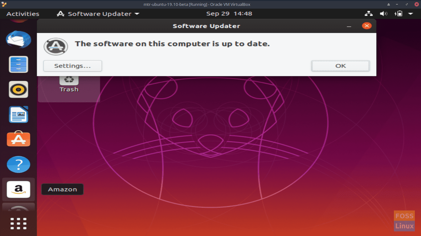 Actualizador de software - La computadora está actualizada - Pantalla Beta de Ubuntu 19.10