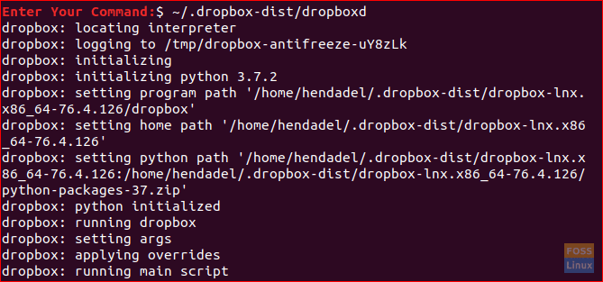 Iniciar la instalación de Dropbox