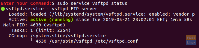 Verifique el estado del servicio vsftpd