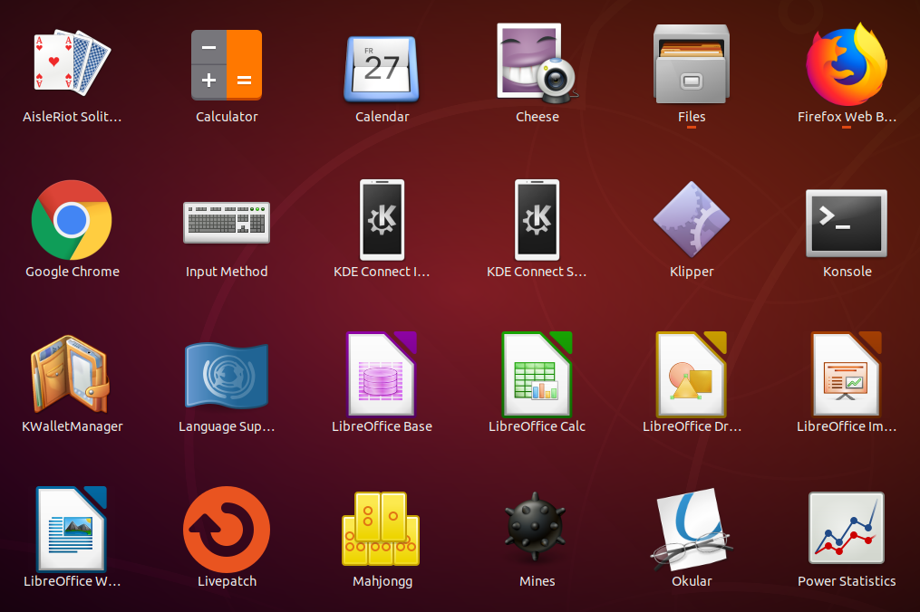 Aplicaciones de escritorio de Ubuntu.