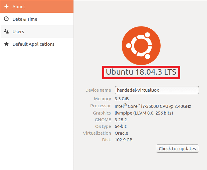 Versión de Ubuntu desde la configuración del sistema