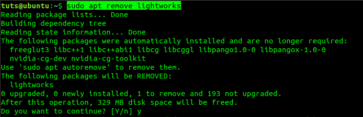 Desinstalar Lightworks a través de la terminal