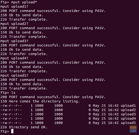 Cargar varios archivos al servidor FTP