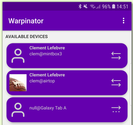 warpinator en un entorno Android
