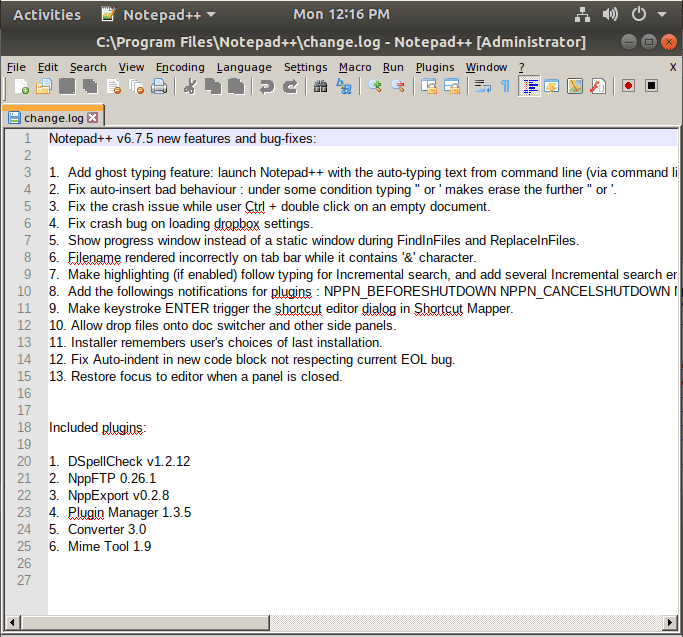 Bienvenido a Notepad ++ en Ubuntu usando Wine