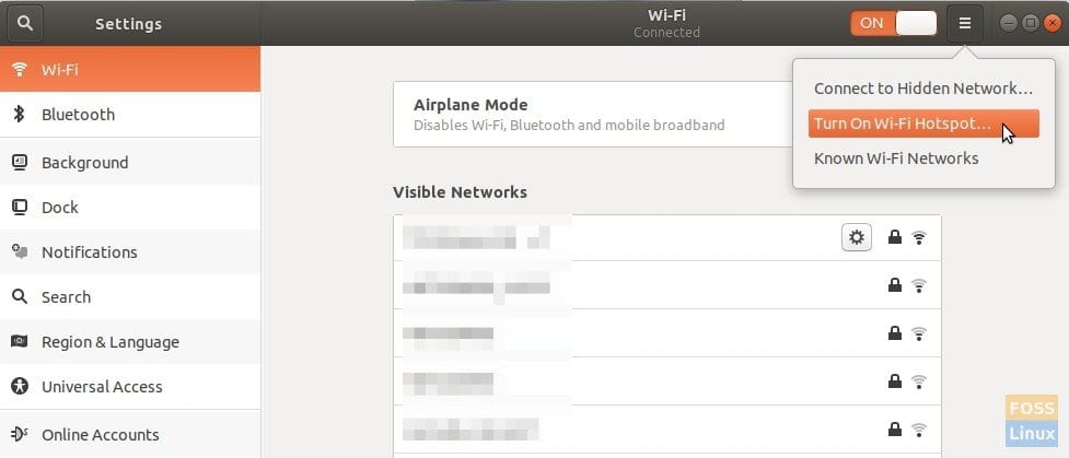 Encienda el punto de acceso Wi-Fi en Ubuntu 17.10