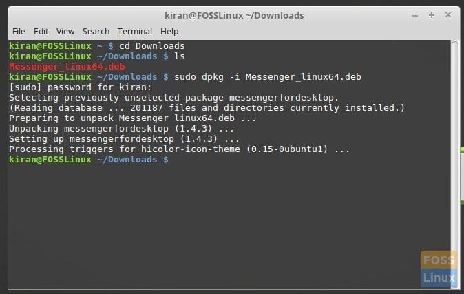 Instalación de Facebook Messenger en Linux Mint