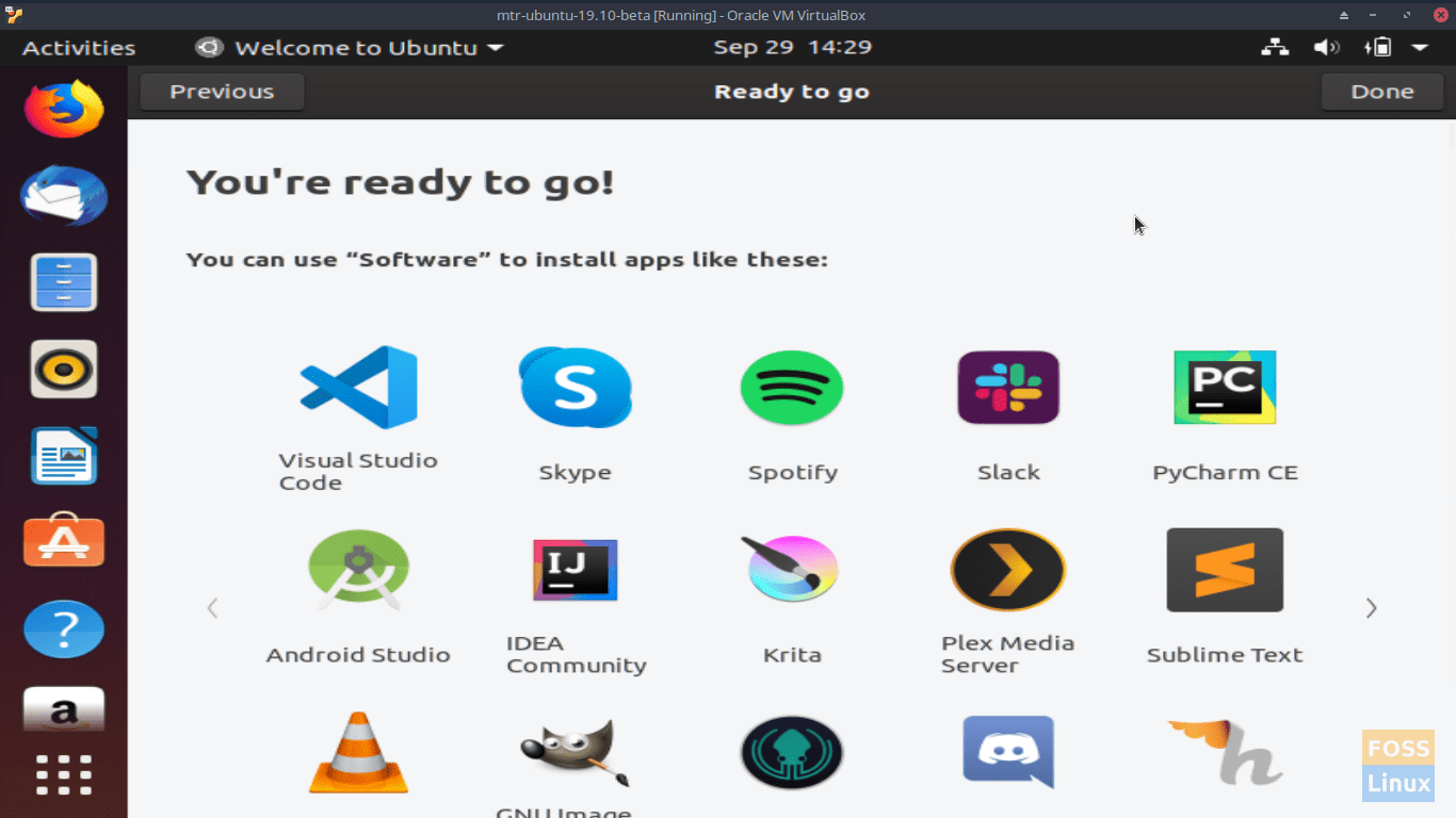 Usted está listo para ir!  - Pantalla Beta de Ubuntu 19.10