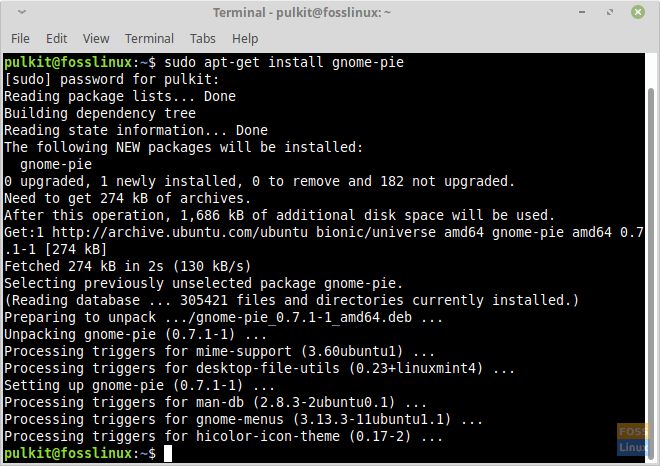 Instalación de GNOME-Pie en Linux Mint.