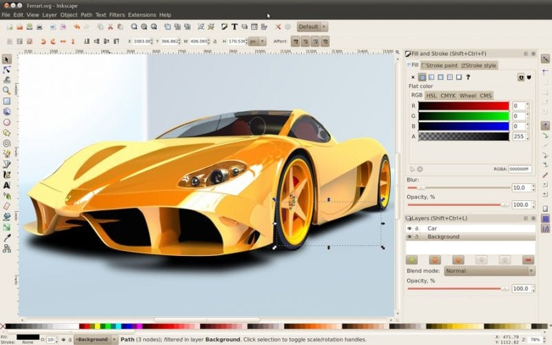 Ferrari renderizado en InkScape