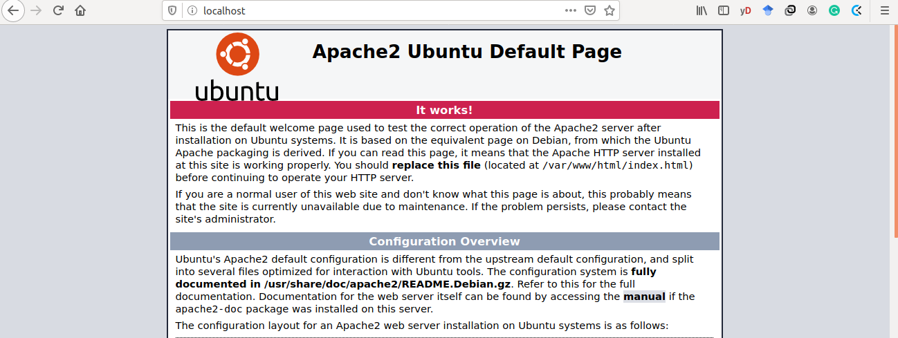 Acceso al servidor web Apache a través del nombre de host localhost