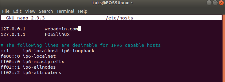 Editar el nombre de host en el archivo de host de Linux