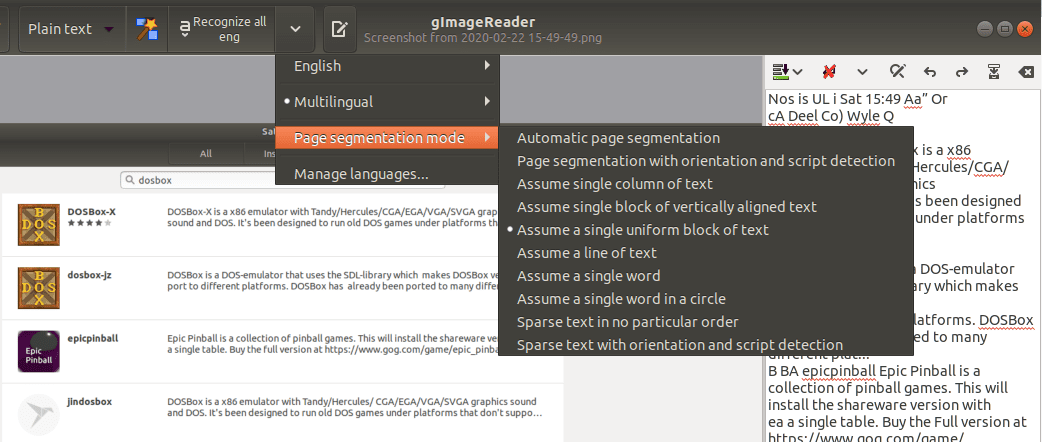 Acciones posteriores al proceso de gImageReader