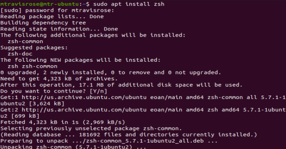 Instale el shell zsh en Ubuntu 19.10 a través de "sudo apt install"